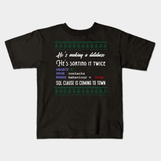 Funny SQL Programmer Database Christmas Admin DBA Kids T-Shirt